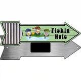 Fishing Hole Three Gnomes Novelty Metal Arrow Sign 8" x 2.25" (MA)
