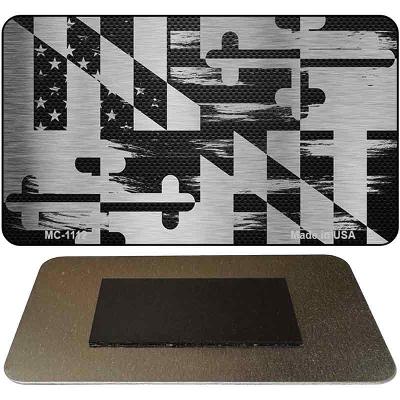 Maryland Carbon Fiber Brushed Aluminum Novelty Metal Magnet MC-1112