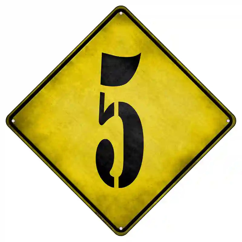 Number 5 Xing Novelty Metal Crossing Sign 8.5" (MCX)