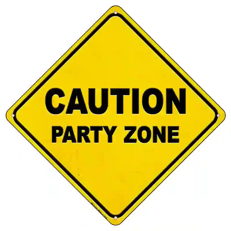 Caution Party Zone Novelty Metal Crossing Sign 8.5" (MCX)