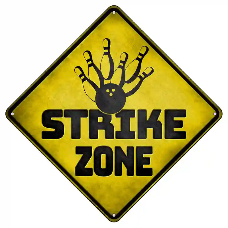 Strike Bowling Zone Novelty Metal Crossing Sign 8.5" (MCX)