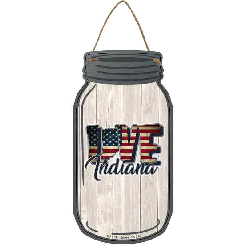 Love Indiana Silhouette Novelty Metal Mason Jar Sign