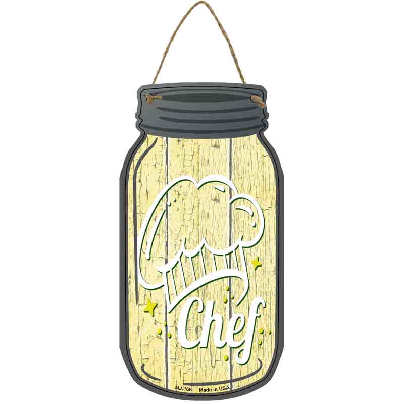 Chef Hat Yellow Novelty Metal Mason Jar Sign