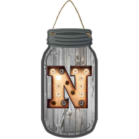 N Bulb Lettering Novelty Metal Mason Jar Sign