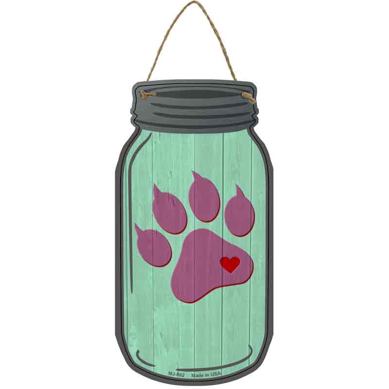 Paw Print Mint Novelty Metal Mason Jar Sign 4" x 8" Sign (MJ)