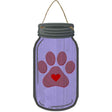 Paw Print Purple Novelty Metal Mason Jar Sign 4" x 8" Sign (MJ)