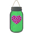 Heart With Paw Print Green Novelty Metal Mason Jar Sign 4" x 8" Sign (MJ)