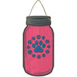 Paw Print Circle Pink Novelty Metal Mason Jar Sign 4" x 8" Sign (MJ)