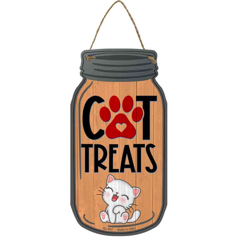 Cat Treats Orange Novelty Metal Mason Jar Sign 4" x 8" Sign (MJ)