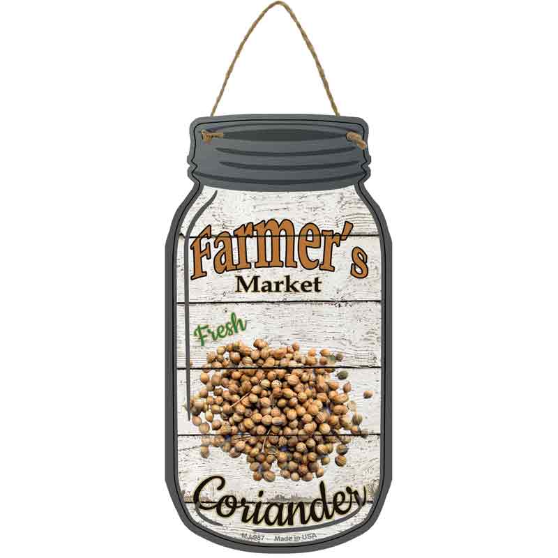 Coriander Farmers Market Novelty Metal Mason Jar Sign