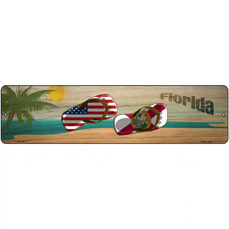 Florida Flag and US Flag Novelty Metal Street Sign 12" x 3" (MK)