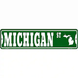 Michigan St Silhouette Novelty Metal Street Sign 12" x 3" (MK)