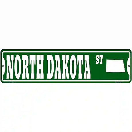 North Dakota St Silhouette Novelty Metal Street Sign 12" x 3" (MK)