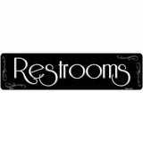Restrooms Black Metal Novelty Street Sign 12" x 3" (MK)