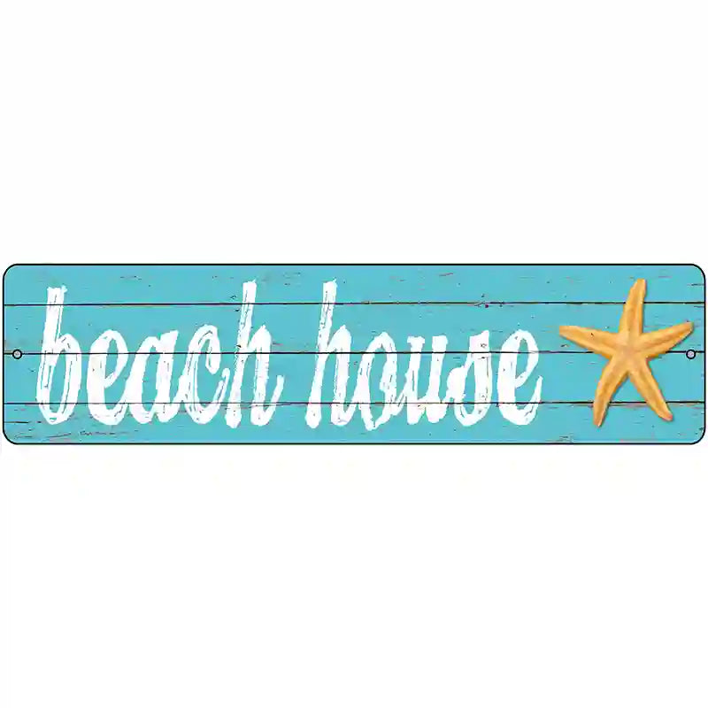 Beach House Novelty Metal Street Sign 12" x 3" (MK)