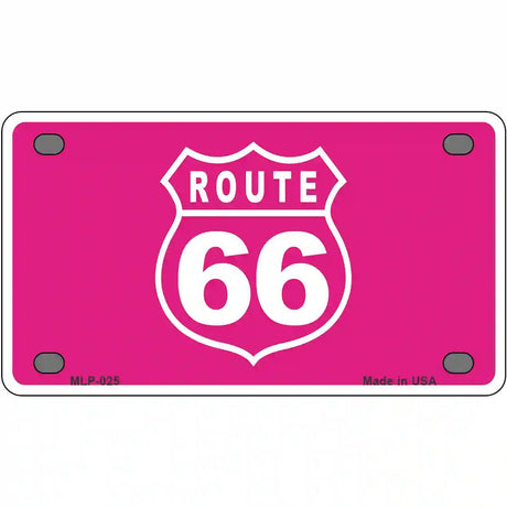 US Route 66 Pink Novelty Metal License Plate 4" x 2.2" (MLP)