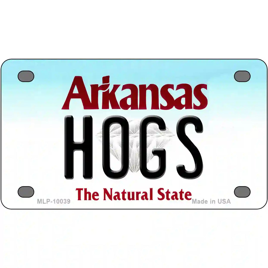 Hogs Arkansas Metal Novelty License Plate 4" x 2.2" (MLP)