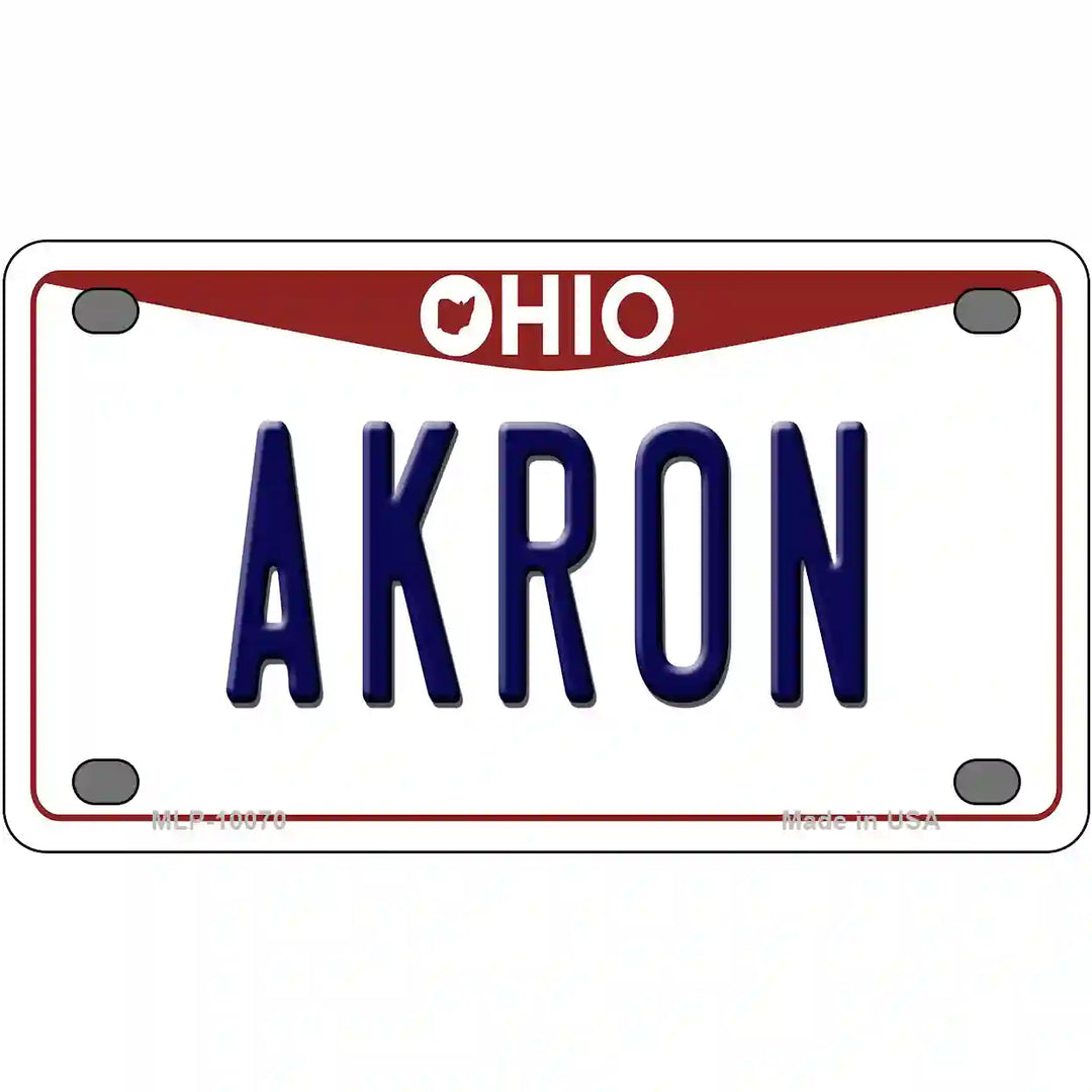 Akron Ohio Metal Novelty License Plate 4" x 2.2" (MLP)