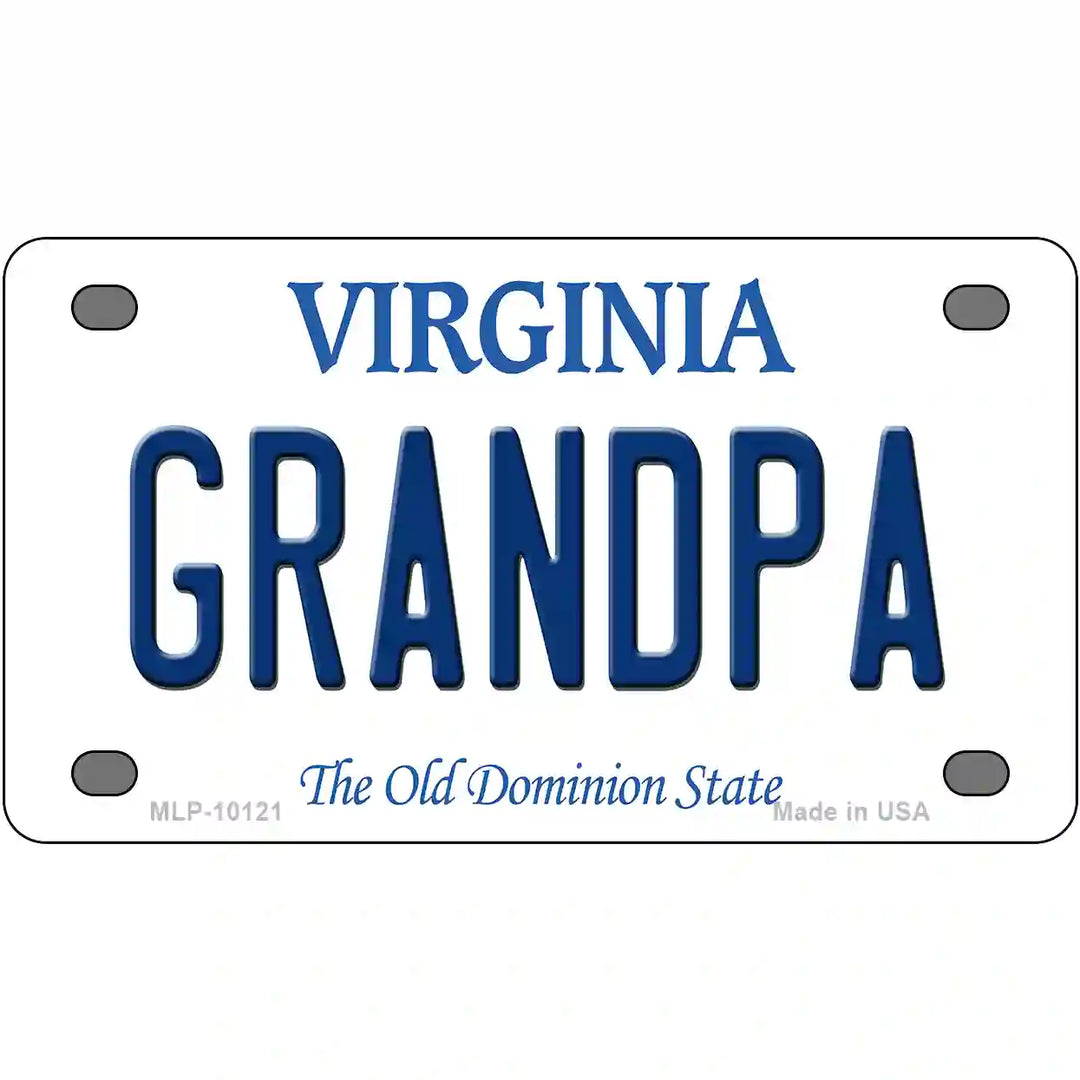 Grandpa Virginia Metal Novelty License Plate 4" x 2.2" (MLP)