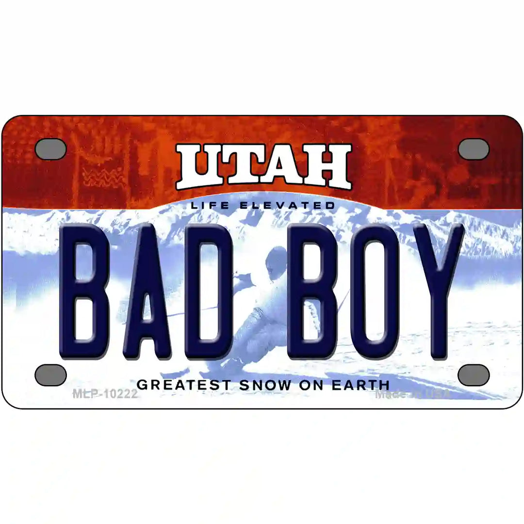 Bad Boy Utah Metal Novelty License Plate 4" x 2.2" (MLP)