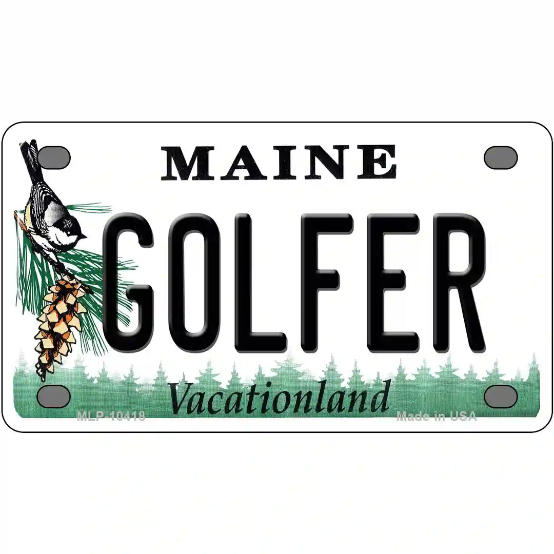 Golfer Maine Metal Novelty License Plate 4" x 2.2" (MLP)