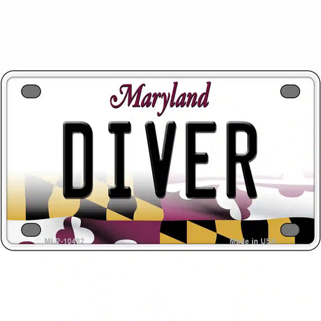 Diver Maryland Metal Novelty License Plate 4" x 2.2" (MLP)