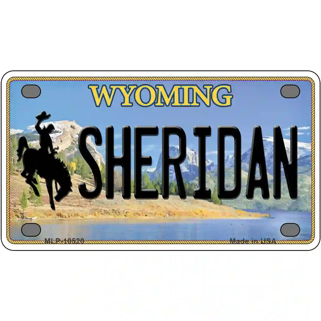 Sheridan Wyoming Metal Novelty License Plate 4" x 2.2" (MLP)