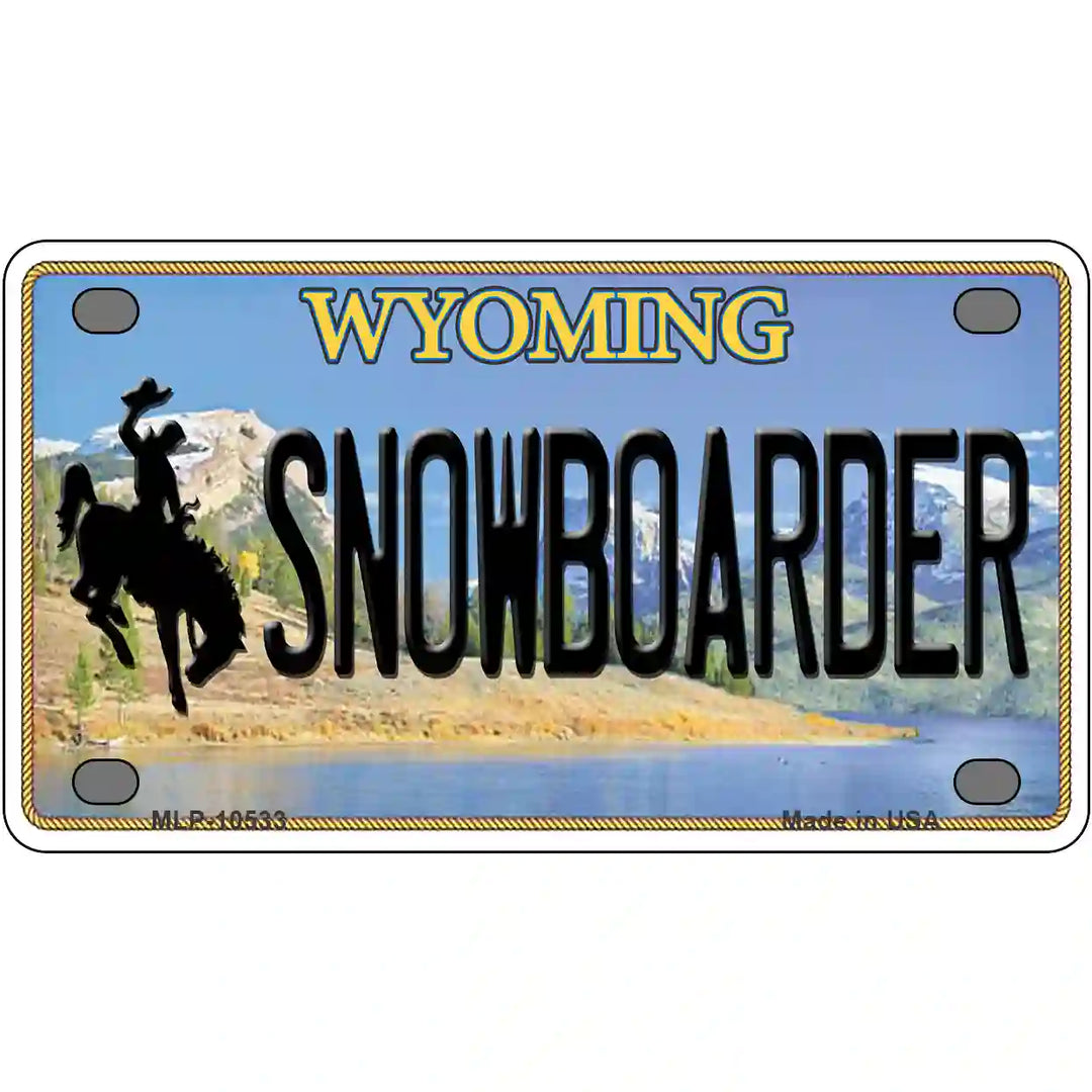 Snowboarder Wyoming Metal Novelty License Plate 4" x 2.2" (MLP)