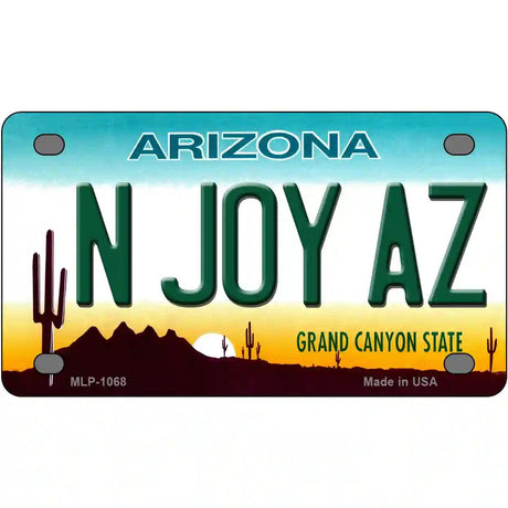 N Joy Arizona Novelty Metal License Plate 4" x 2.2" (MLP)