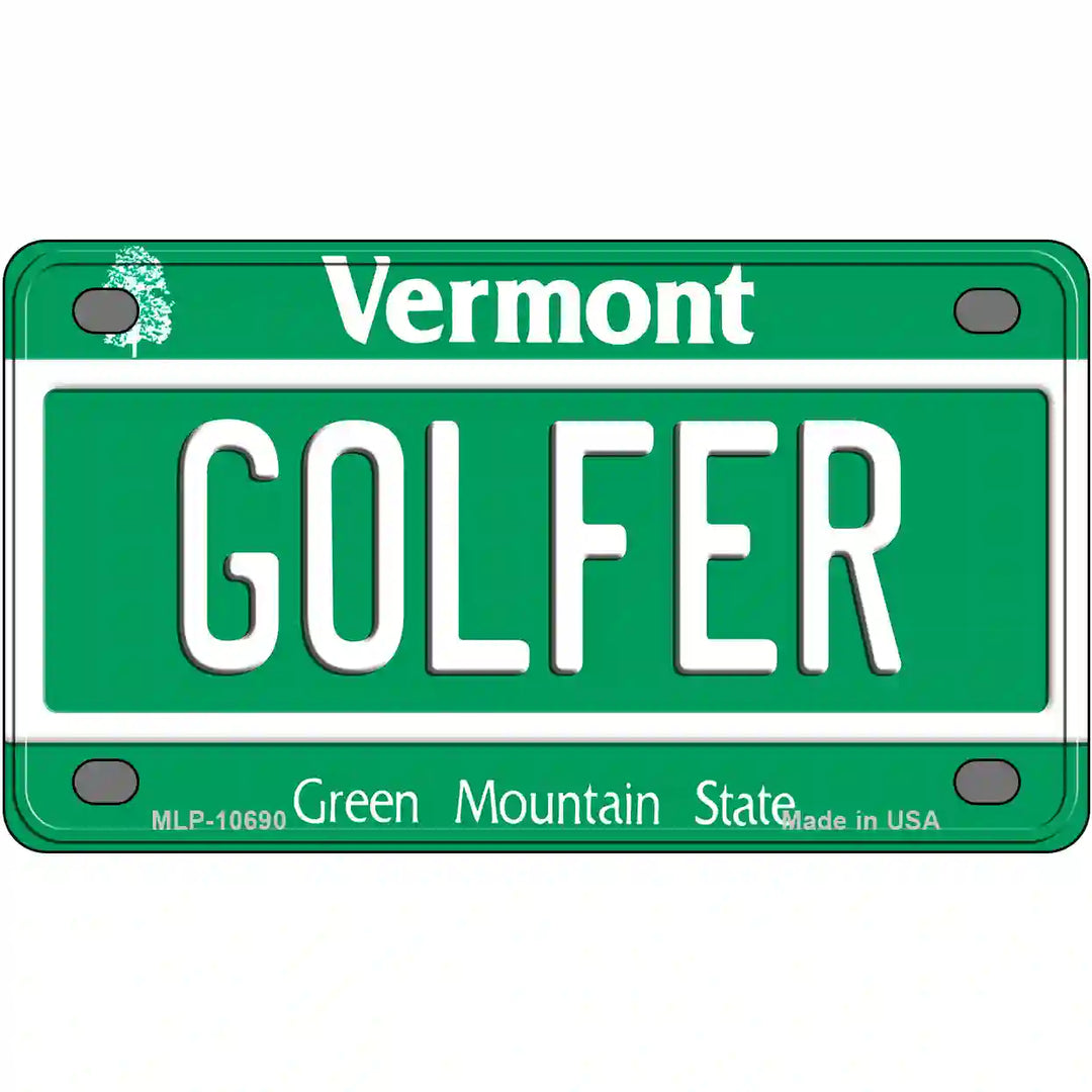 Golfer Vermont Metal Novelty License Plate 4" x 2.2" (MLP)
