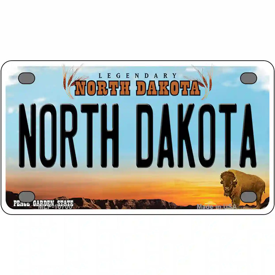 North Dakota Metal Novelty License Plate 4" x 2.2" Mini (MLP)