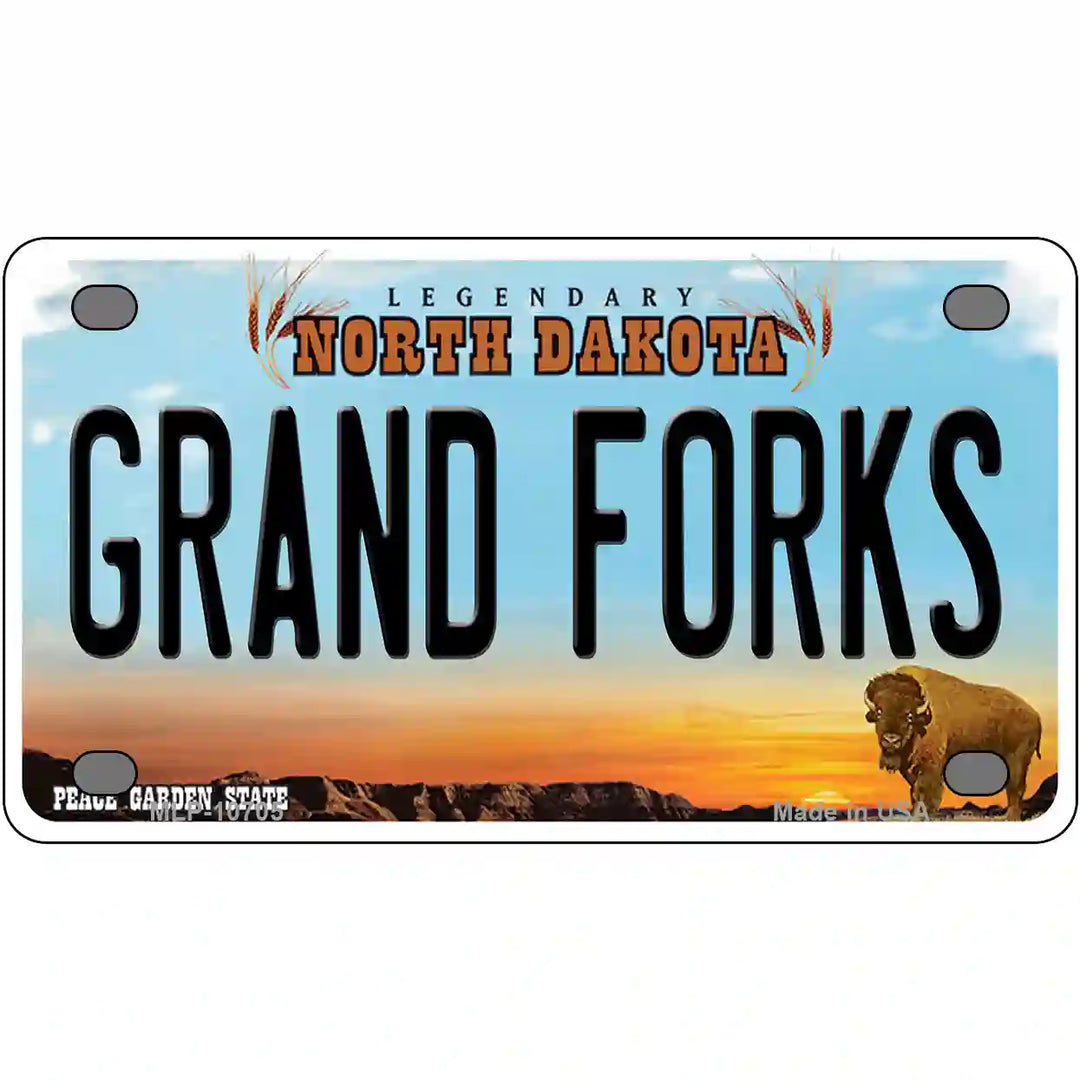 Grand Forks North Dakota Metal Novelty License Plate 4" x 2.2" (MLP)