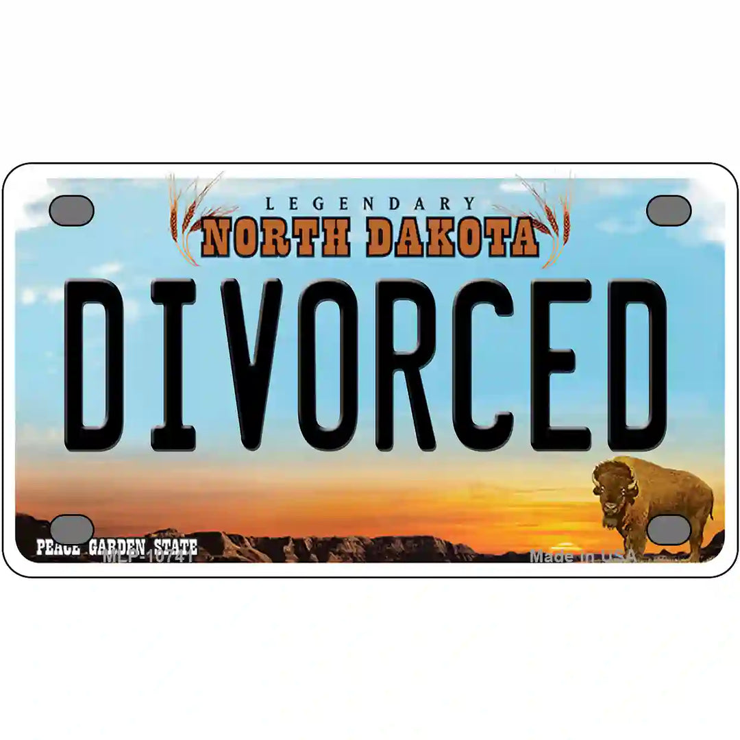 Divorced North Dakota Metal Novelty License Plate 4" x 2.2" (MLP)