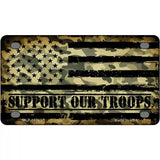 Camo American Flag Support Troops Novelty Metal License Plate 4" x 2.2" (MLP)