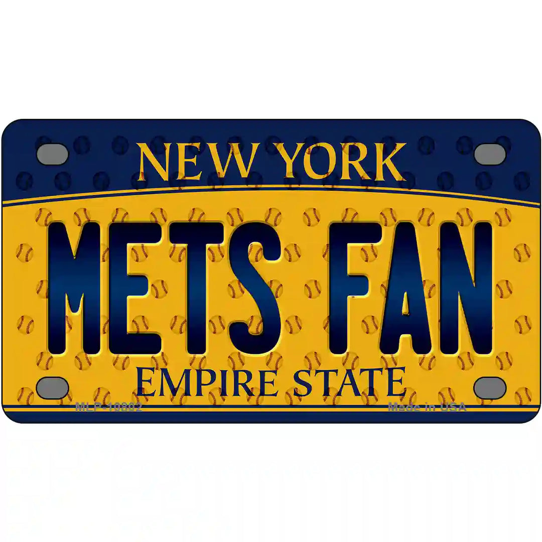 Mets Fan New York Novelty Metal License Plate 4" x 2.2" (MLP)