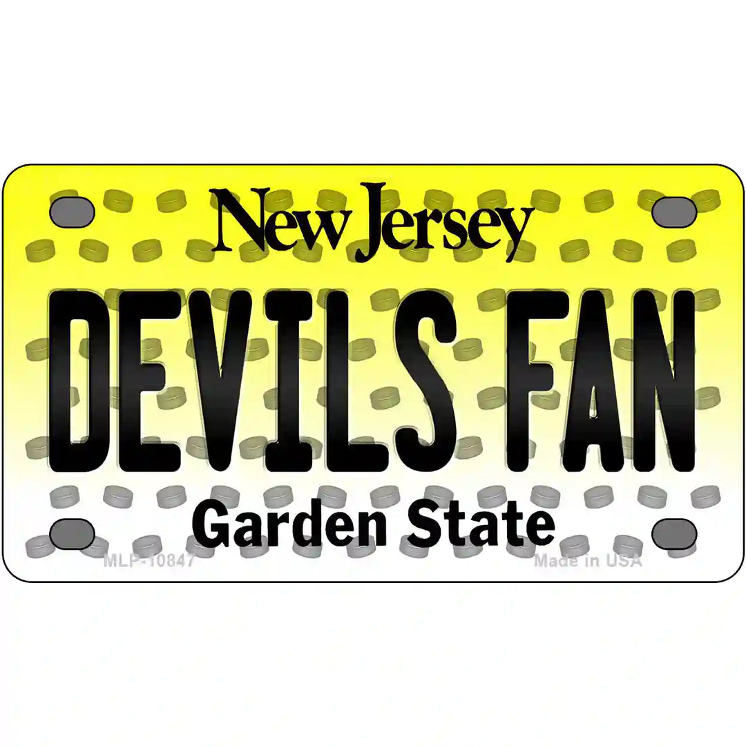 Devils Fan New Jersey Novelty Metal License Plate 4" x 2.2" (MLP)