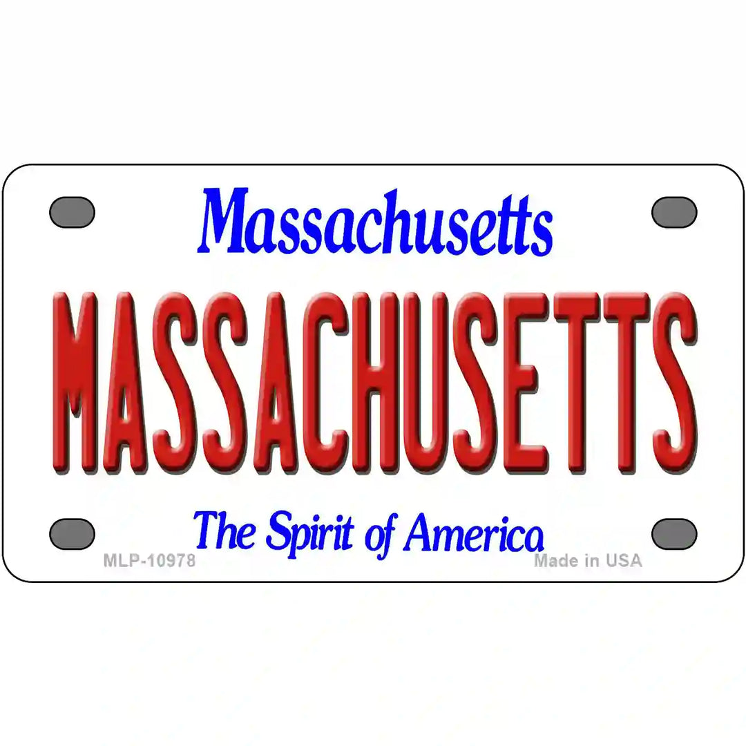 Massachusetts Metal Novelty License Plate 4" x 2.2" (MLP)