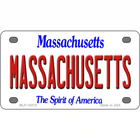 Massachusetts Metal Novelty License Plate 4" x 2.2" (MLP)