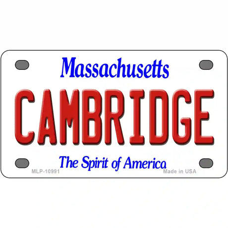Cambridge Massachusetts Metal Novelty License Plate 4" x 2.2" (MLP)