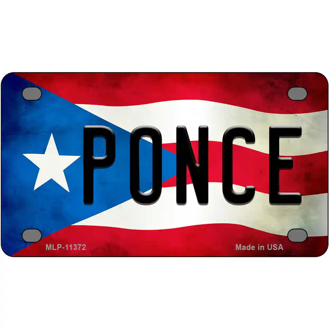 Ponce Puerto Rico Flag License Plate Metal Novelty 4" x 2.2" (MLP)