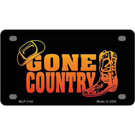 Gone Country Novelty Metal License Plate 4" x 2.2" (MLP)