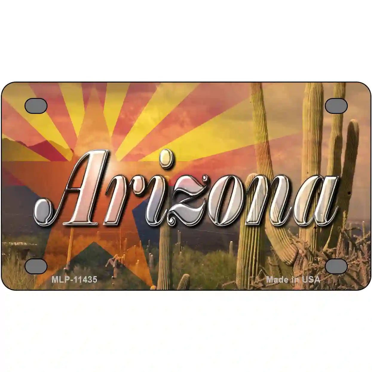 Arizona State Flag Overlay On Cactus Novelty License Plate | Smart