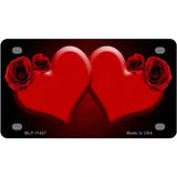 Hearts Over Roses In Red Novelty License Plate 4" x 2.2" (MLP)