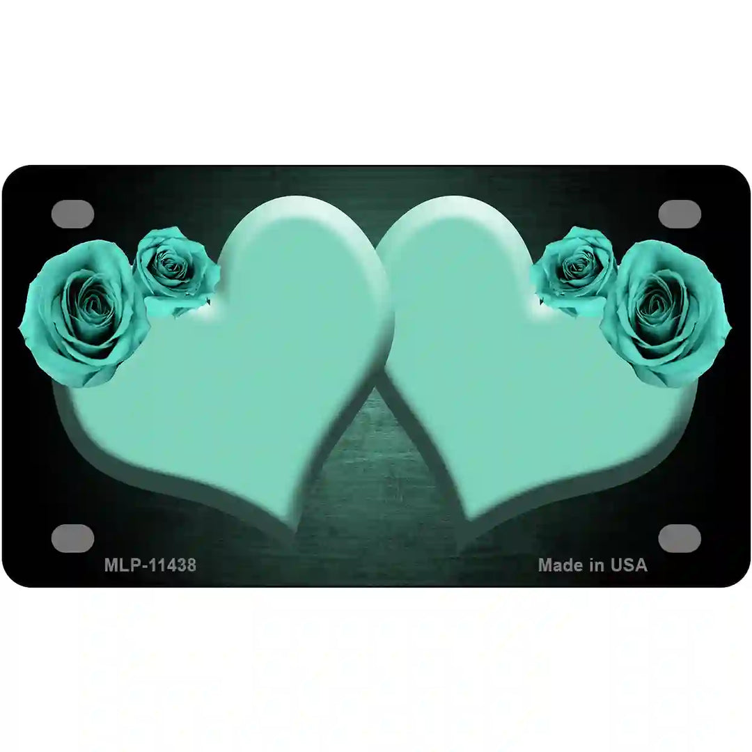 Hearts Over Roses In Mint Novelty License Plate 4" x 2.2" (MLP)