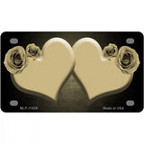 Hearts Over Roses In Gold Novelty License Plate 4" x 2.2" (MLP)