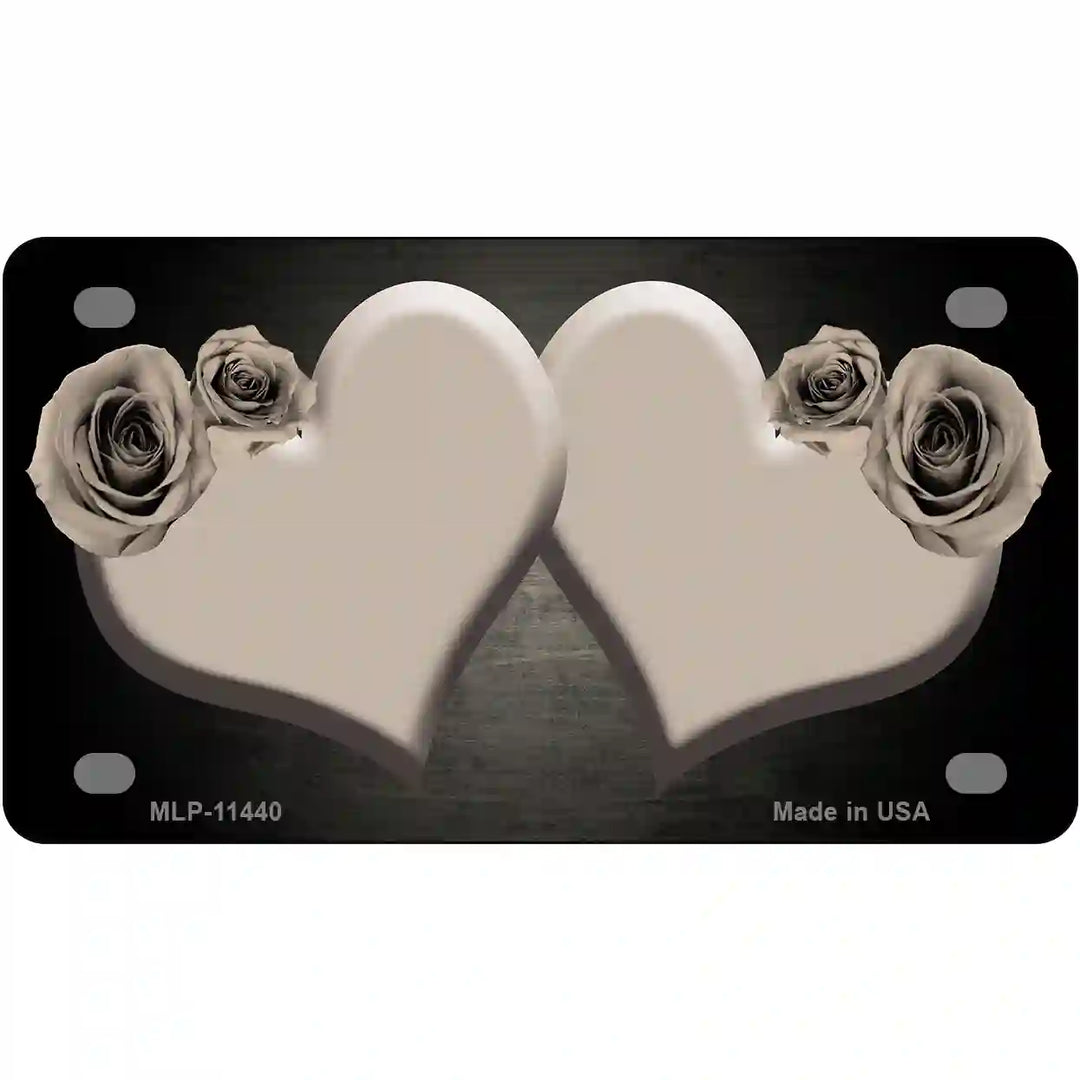 Hearts Over Roses In Tan Novelty License Plate 4" x 2.2" (MLP)
