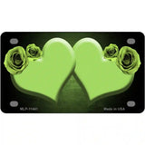 Hearts Over Roses In Lime Green Novelty License Plate 4" x 2.2" (MLP)