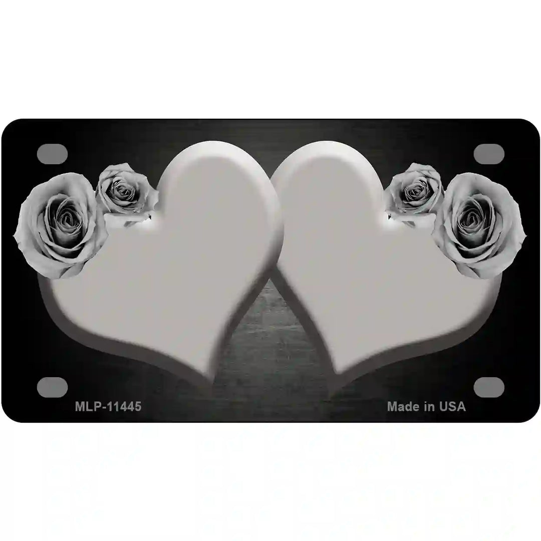 Hearts Over Roses In Gray Novelty License Plate 4" x 2.2" (MLP)
