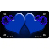 Hearts Over Roses In Blue Novelty License Plate 4" x 2.2" (MLP)