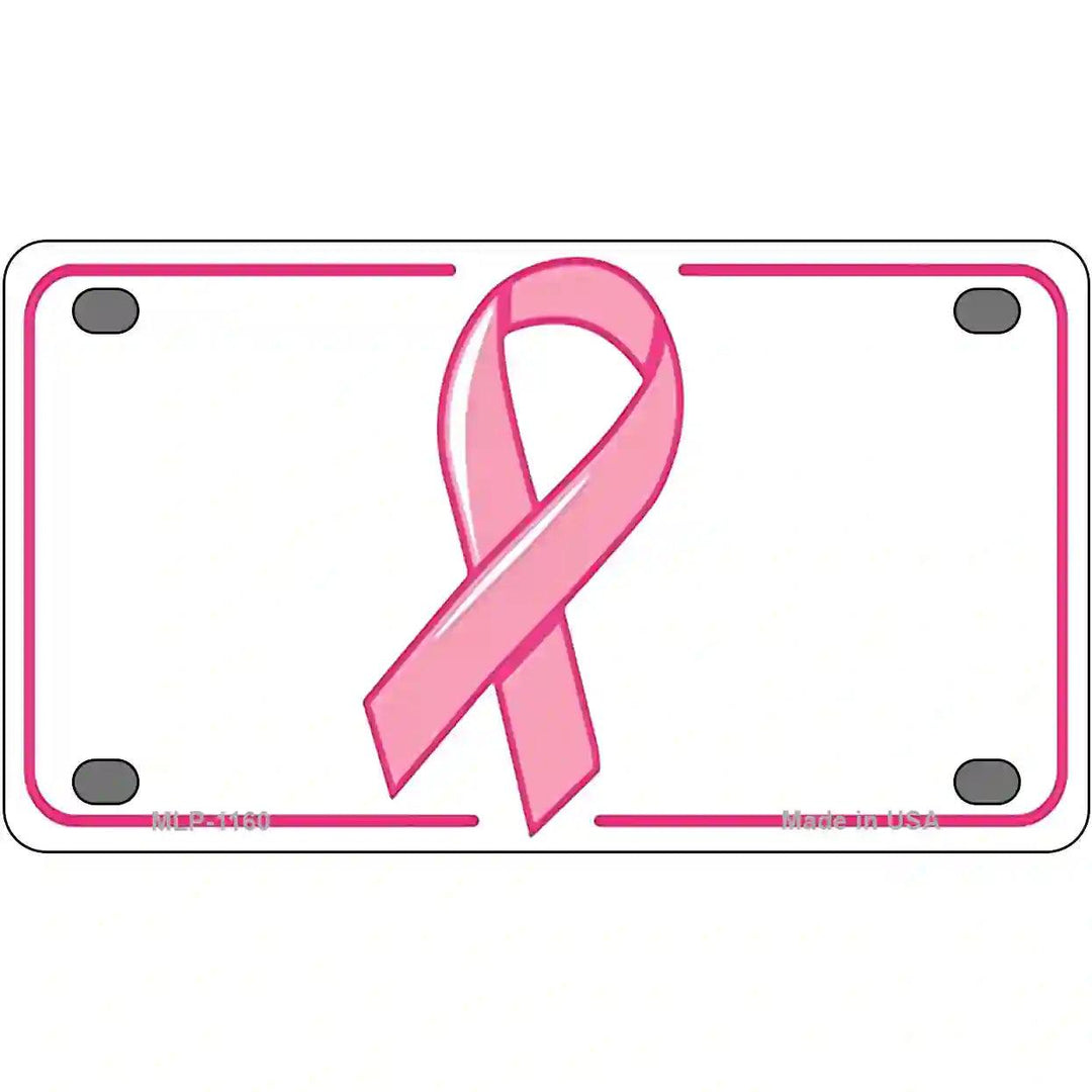 Breast Cancer Ribbon Novelty Metal License Plate 4" x 2.2" (MLP)